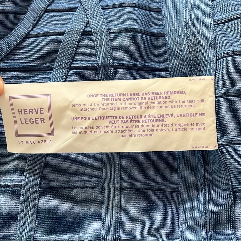 HERVE LEGER BLUE MIDI DRESS - Picture 5 of 8